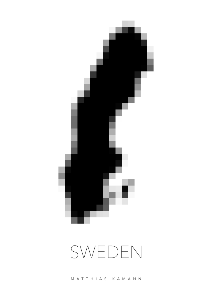 Sweden Pixelated art print poster - by Matthias Kamann